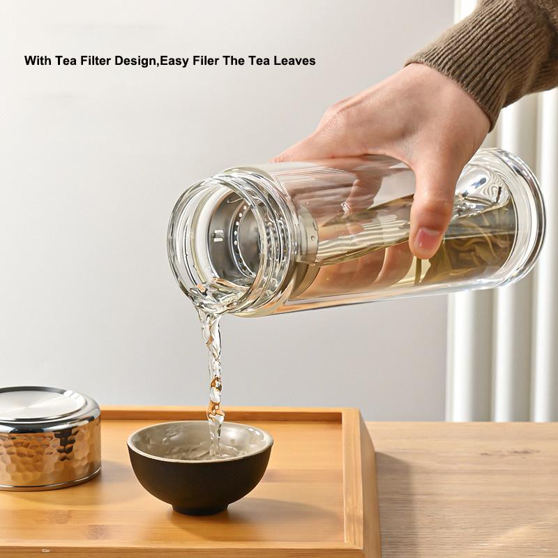 Tea Water Bottle High Borosilicate Glass Double Layer Tea Water Cup Infuser Tumbler Drinkware Water Bottle With Tea Filter