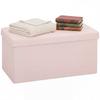 Baú de Armazenamento Dobrável com Puff 84 L 76x38x38 cm Estofado em Linho Sintético Baú de Armazenamento Rosa