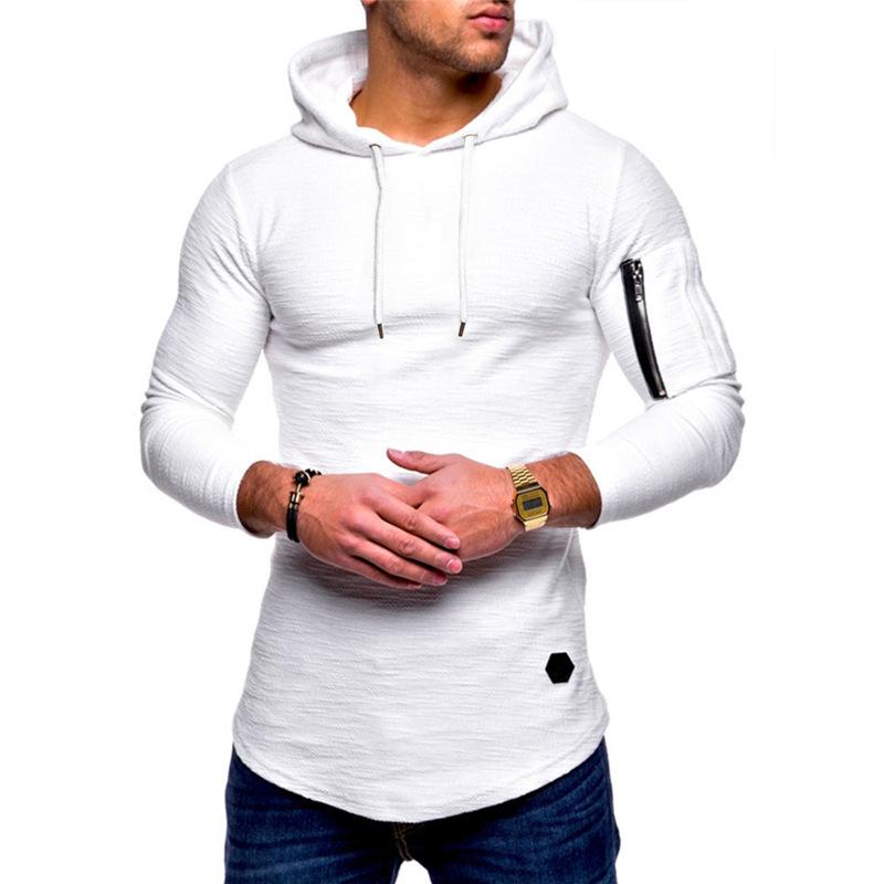Slim Fit Round Neck Long Sleeved T-Shirt, Men'S Arm Zipper, Personalized Style Casual Base Shirt, Men'S T-Shirt