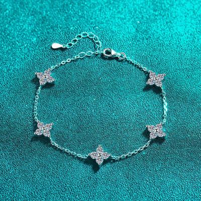 Sterling Silber Armband vergoldet PT950 Gold Moissanit Armband Stern koreanische Version kalten Stil Mode sechszackigen Stern Armband