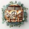 Iron Wall Art Vintage Camping Car Round Metal Sign Peace Symbol Home Decor Gift