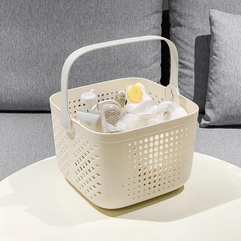 Portable bath basket Bathroom toiletries Storage basket Student special light luxury bath basket Square drain bath basket
