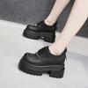 Platform Loafers Women's 2025 Spring New Versatile Thick Heel Muffin Shoes Black Single Shoes British Style Small Leather Shoes