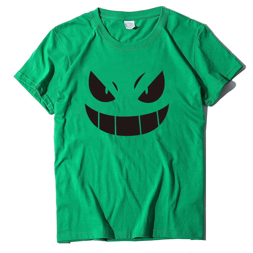 Unisex European-American Plus Size T-shirt with Evil Funny Face Art Print