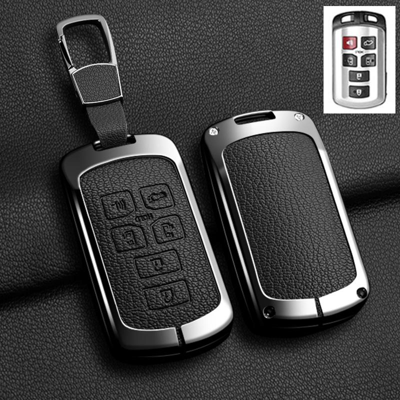 6 Button Car Key Case Cover Shell Holder For Toyota Sienna Se Tacom  -  Zinc Alloy Leather Protector Keychain Accessory