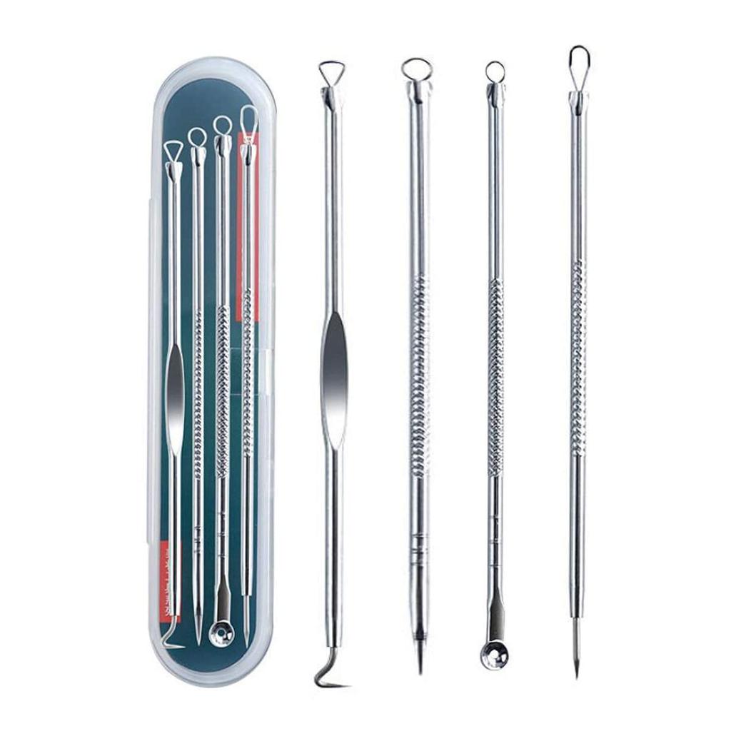 4 Professional Facial Blackhead Needle Set, Acne Whitehead Blackhead Extractor Stainless Steel, Deep Face Cleansing Tool