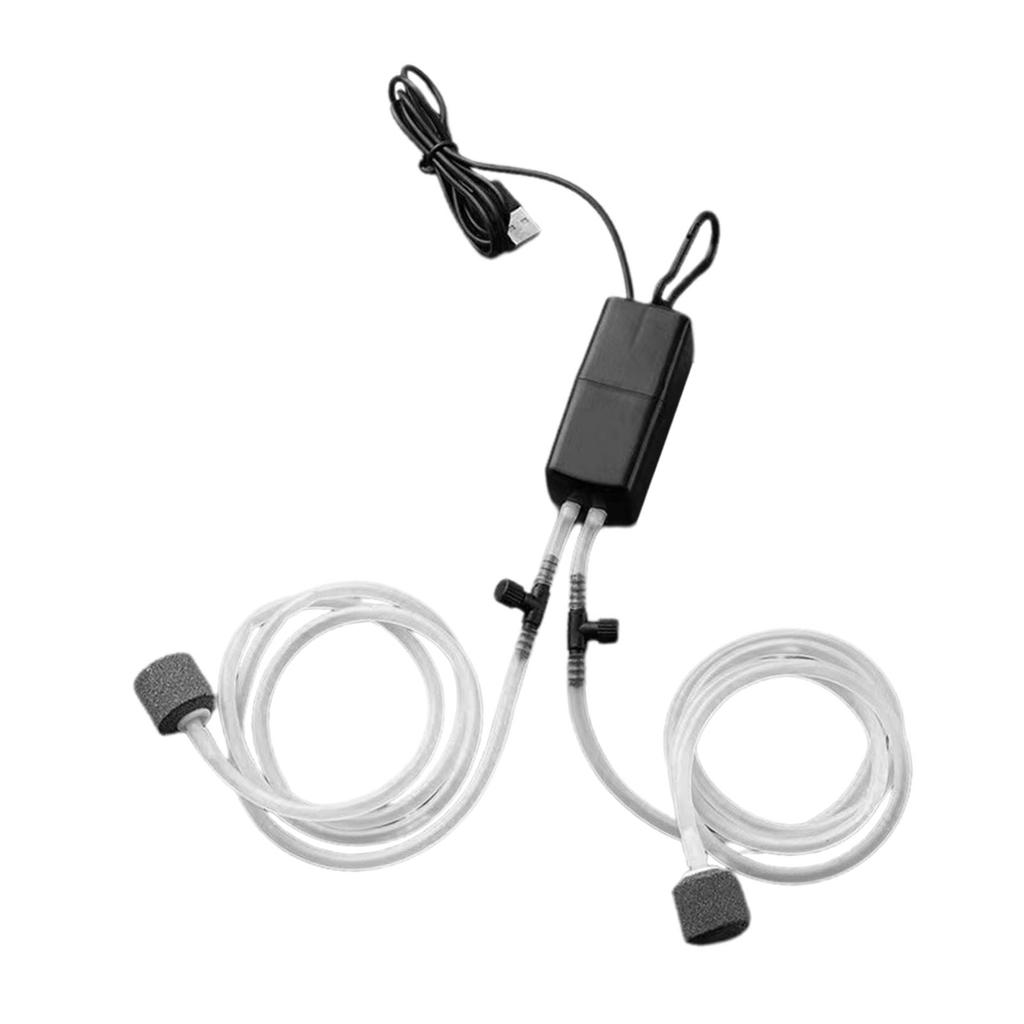Pompa Ossigeno USB per Pesci Portatile Silenziosa Doppia Uscita Pompa Ossigeno per Pesca Acquario Domestico