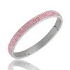 Bracciale in Acciaio Inossidabile 304 Acciaio Titanio con Zirconi Intarsiati in Argilla, 3 File, Bracciale Personalizzato Multicolore