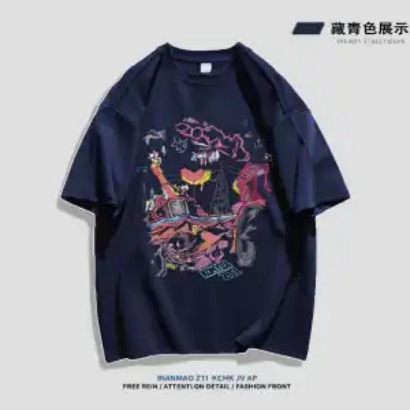 Men's Graffiti Print Crew Neck Short Sleeve Oversized Casual T Shirt