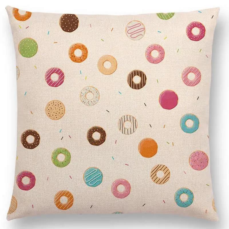 Colorful Prints Cushion Cover Chocolate Candy Donuts Pretty Ice Cream Pattern Color Party Sofa Throw Pillow Case Decor