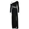 Abito Lungo Sexy da Donna Europeo e Americano Monospalla Vita Piegata Trasparente Off Shoulder in Rete