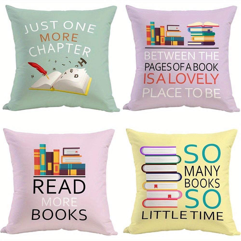 Home Decor Books Lover's Quotes Decorative Pillow Covers Pattern Cushion Cover Suitable for Sofa Bedroom Car Pillow Cover