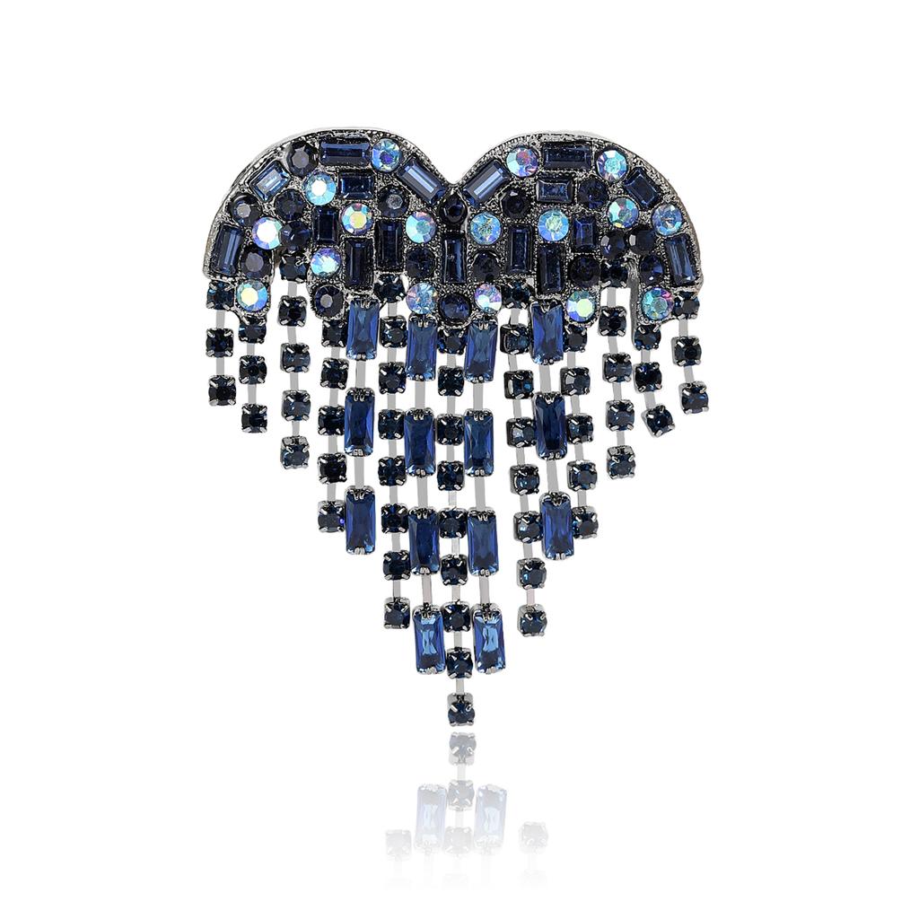 Spille alla moda con nappe lucide a forma di cuore per donna, spille da festa casual da revers, accessorio regalo, multicolore disponibile