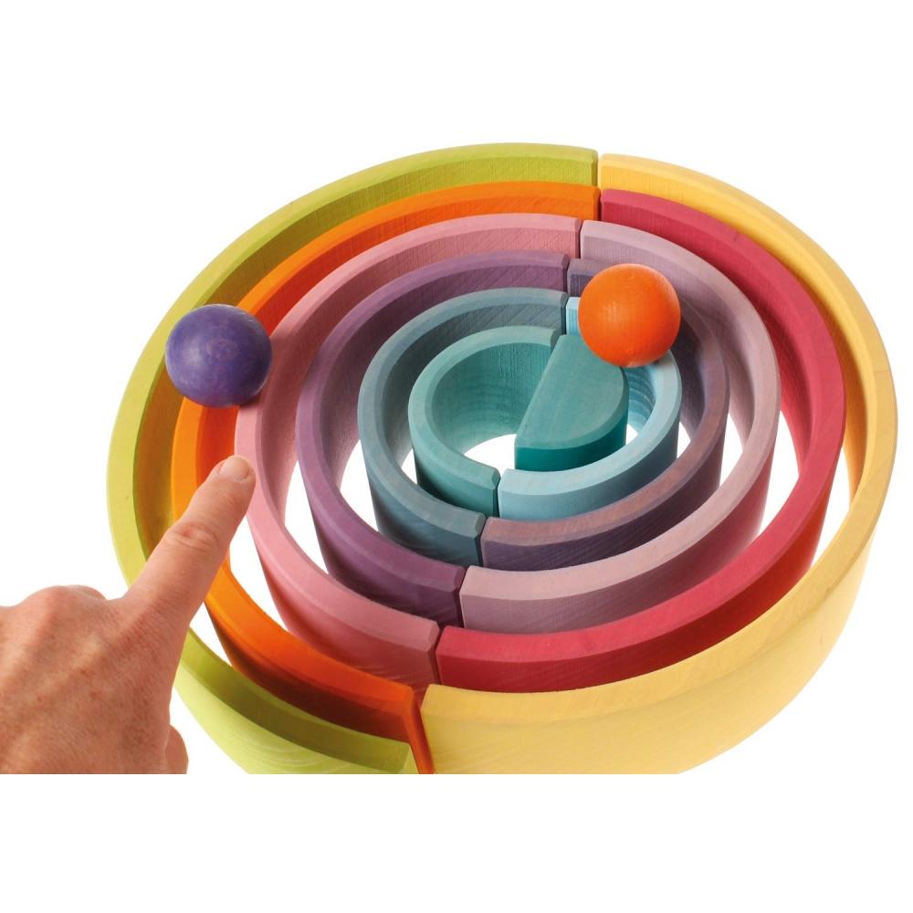 GRIMM'S Toys Educational Toys Building Blocks 12pcs Interior Figure Play Rainbow Height 18 X Width 38 X Depth 7cm Rainbow Tunnel Pastel Extra Large