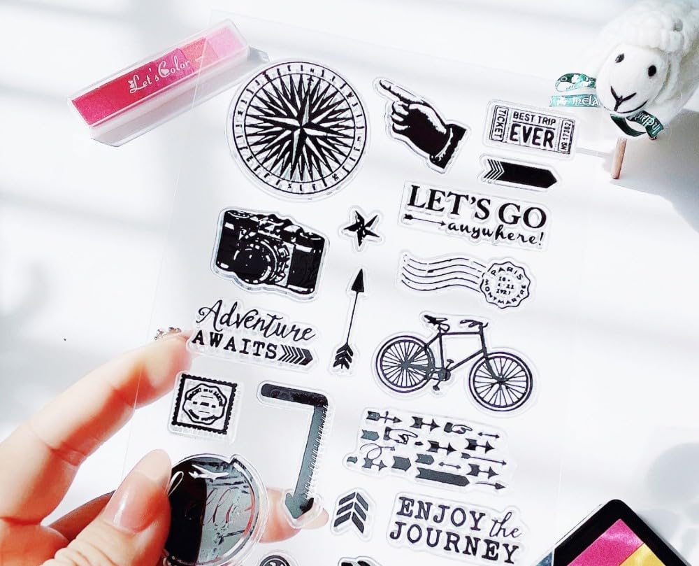 seimeinoki Clear Set of European Retro Transparent Silicone Stamps with English and Drink Reusable for Planner Letter Handmade DIY and Embossing