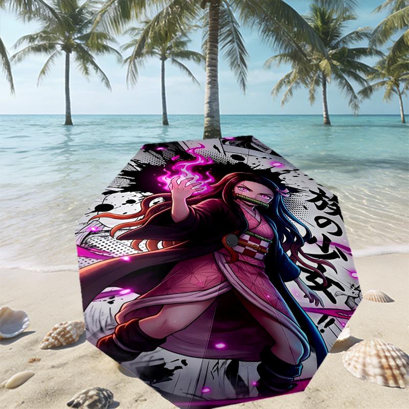 Parapluie Imprimé Demon Slayer Ouverture/Fermeture Automatique - Design Pliable Portable - Usage Quotidien pour Voyage/Extérieur - Cadeau d'Anniversaire