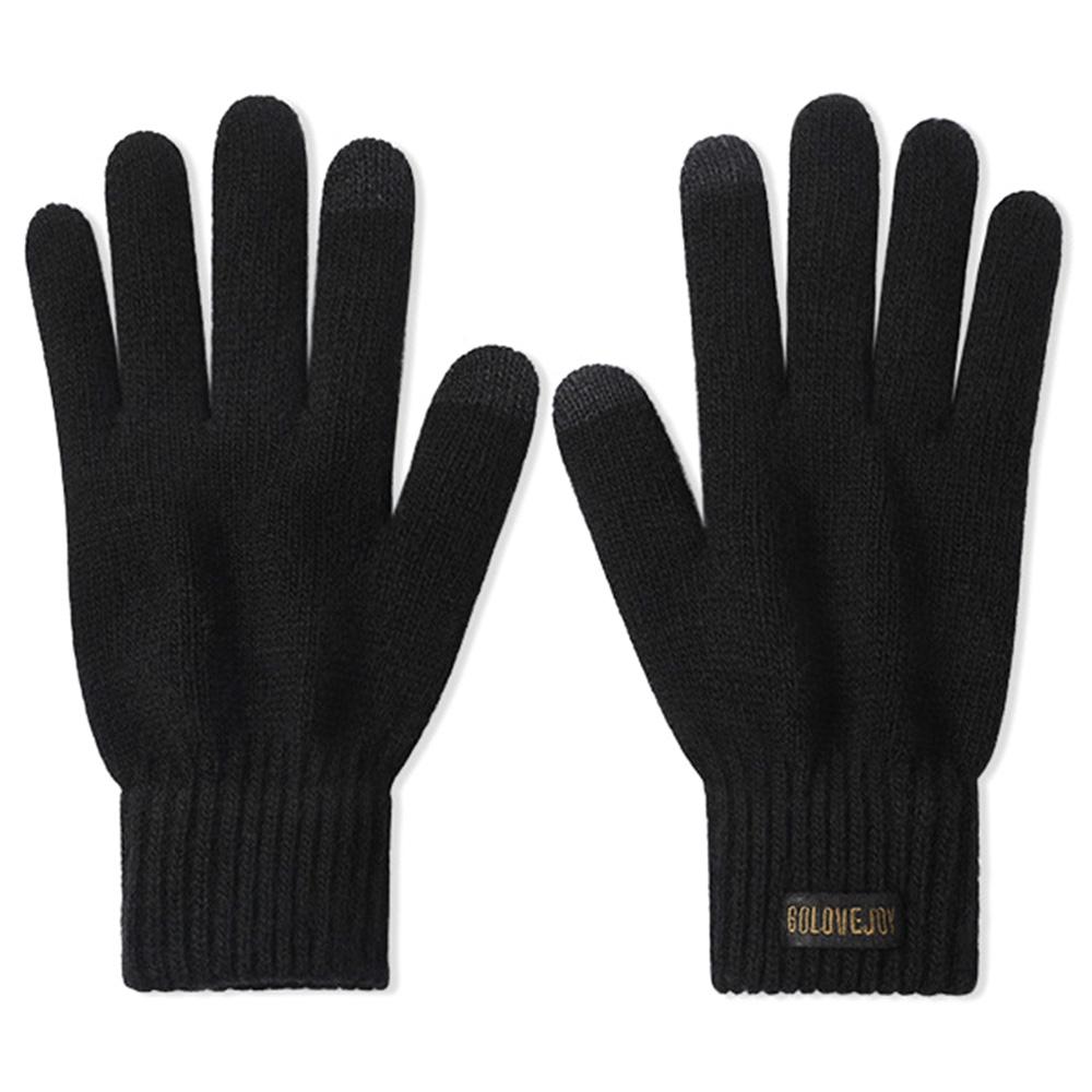GOLOVEJOY DZ153 1 Pair Winter Outdoor Cycling Warm Wool Gloves Unisex Touch Screen Full Finger Knitted Gloves A