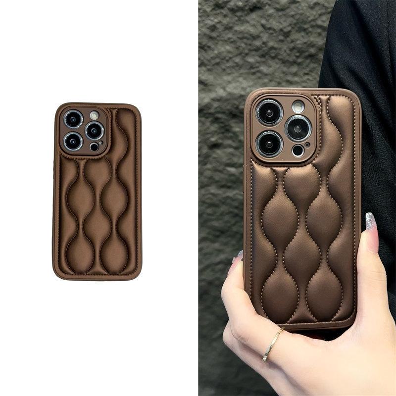 Luxury Down Ripple Case for iPhone 15 14 13 12 11 Pro Max 14 15 Plus All-inclusive Fall Protection Cover