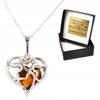 Silver Locket Necklace with Amber