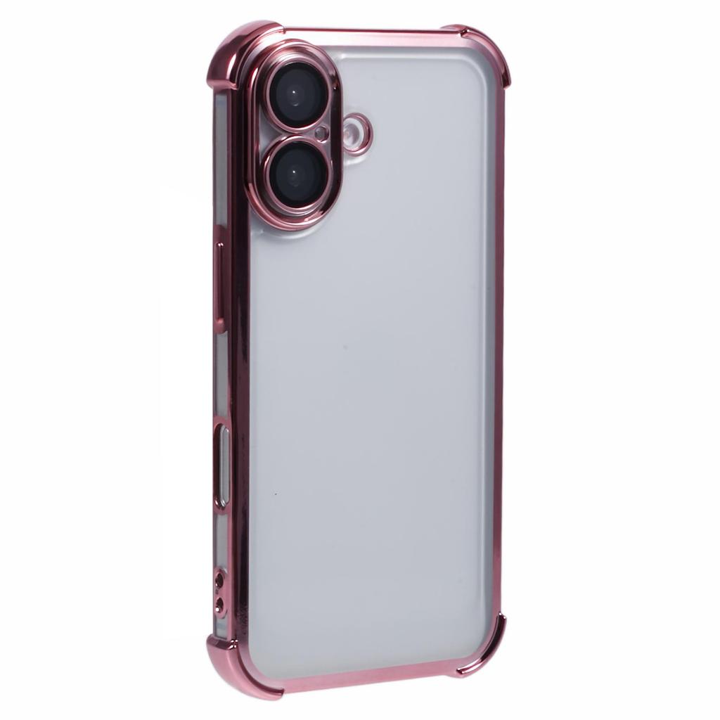 For iPhone 16 Case Electroplating Clear TPU Phone Cover with Lens Film