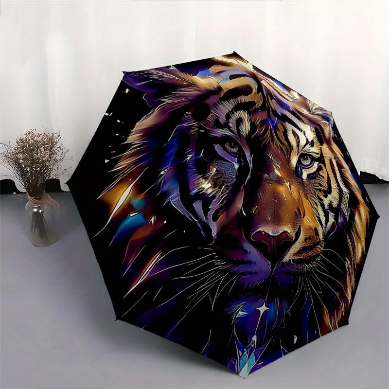 1pc Enchanted Tiger Automatic Opening and Closing Folding - A Good Choice for Gifts, Fashionable and Convenient Umbrella With Cute Cartoon Charac