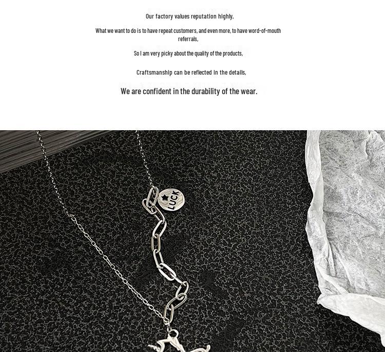 2022 Yinruitai S925 Sterling Silver Unicorn Necklace with Round Tag Letter Korean Clavicle Chain for Women