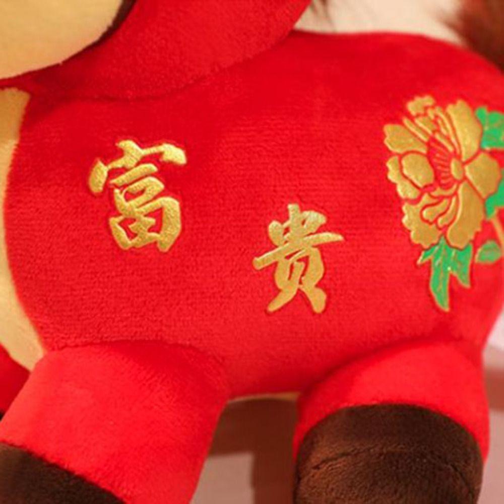 Soft Horse Mascot Stuffed Animal PP Cotton Chinese Horse Plush Doll  Chinese New Year Gift