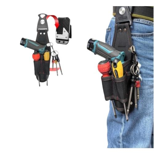 Ultra-lightweight waist bag with nails and tools, 3-tier design, detachable tool holder, parts storage, tool drop prevention, lightweight nylon materi