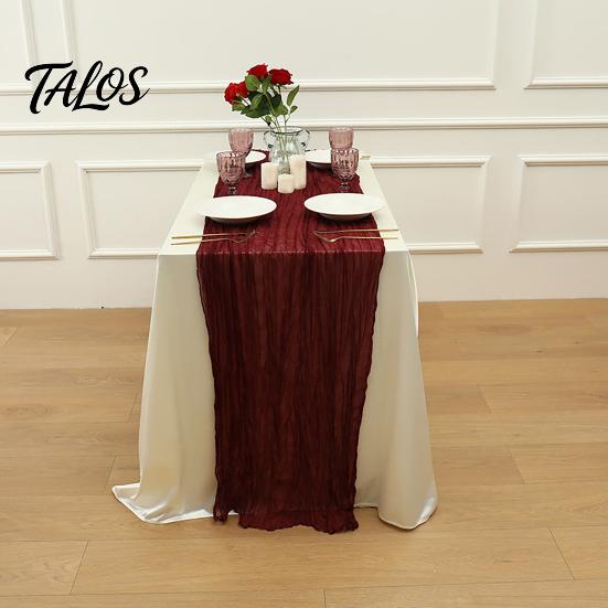 Everyday Use Tablecloth Cheesecloth Table Runner, Boho Rustic Farmhouse Gauze Long Sheer Themed Party Runner Fabric for Wedding Tea Baby Shower