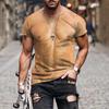 Mens 3D Printed Muscle Design T-Shirt Digital Print Short Sleeve Casual Crew Neck Breathable Loose Fit Tee