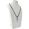 Matte Black Agate Alloy Compass Pendant Necklace - Simple Classic Yoga Design