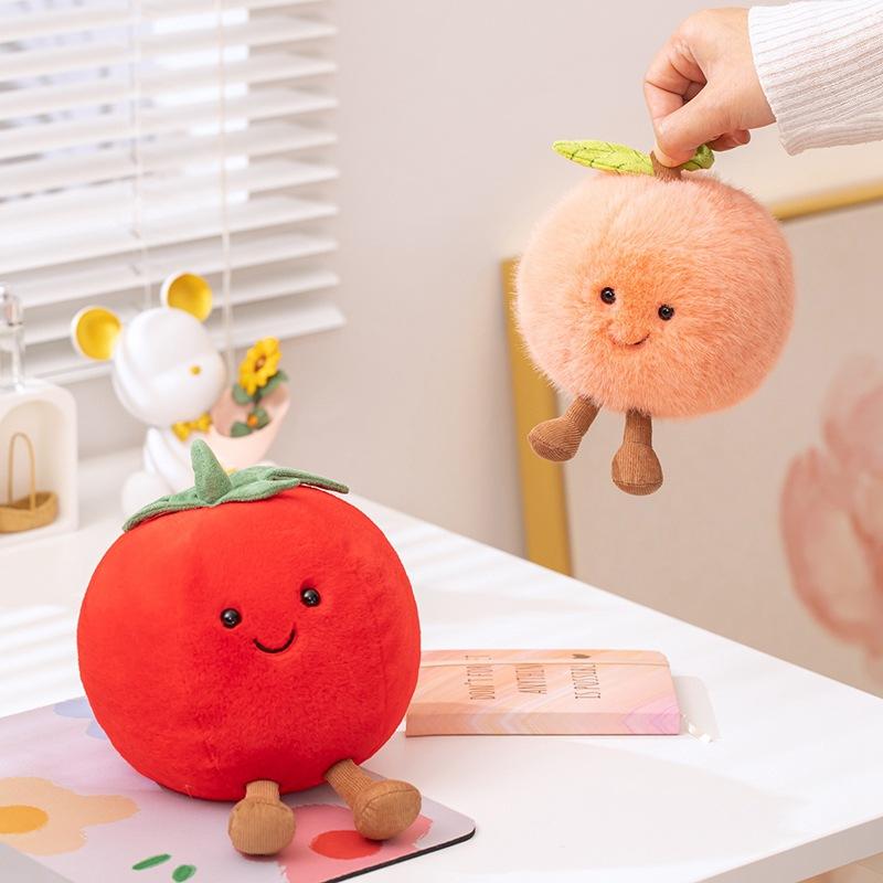 Simulated Peach Tomato Doll Cute Fruit Plush Toy Small Toy Tomato Doll Girls and Children's Gifts