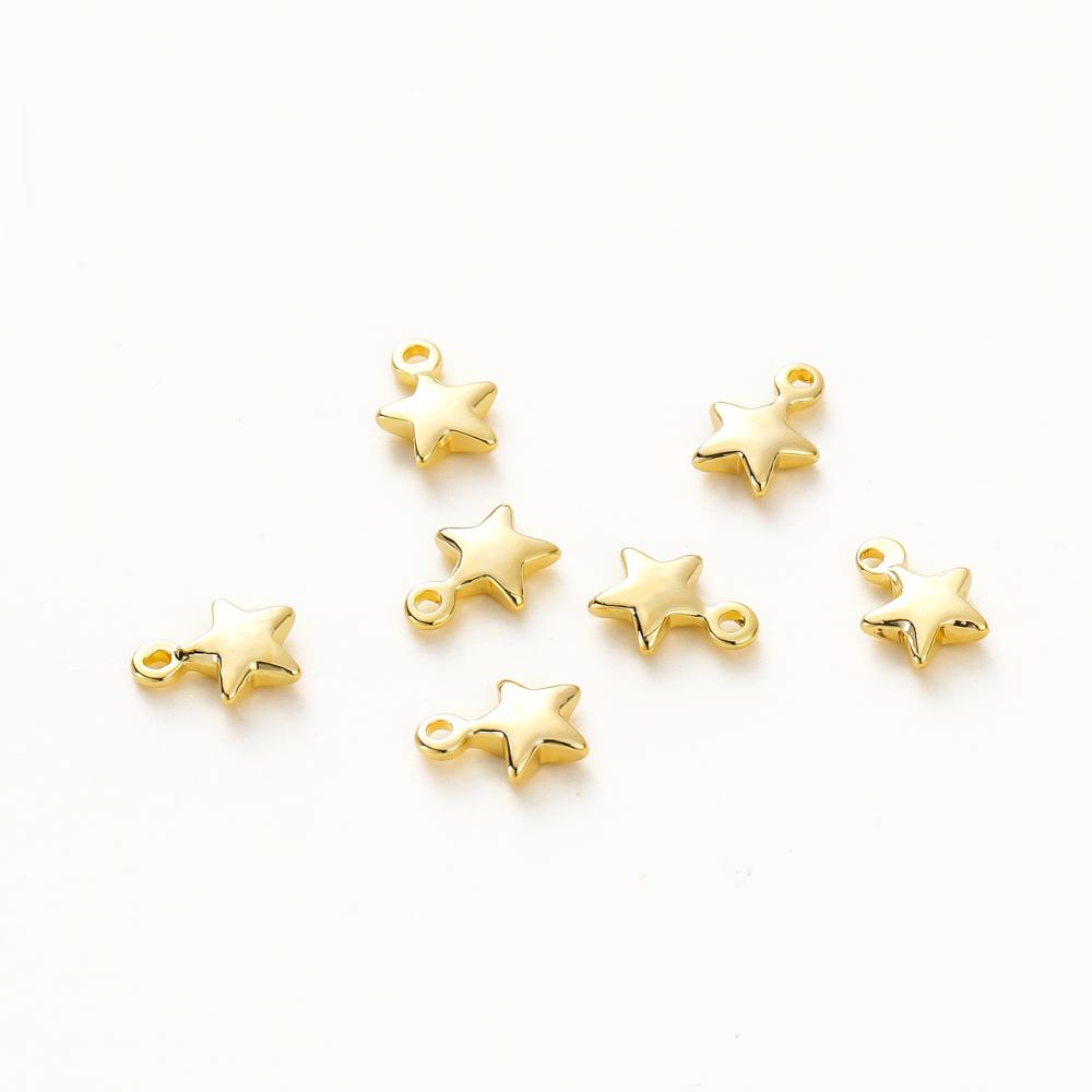 20 Stück 14K 18K Goldfarben Beschichtetes Messing Mini Sterne Herz Anhänger Für Schmuckherstellung Handgemacht DIY Ohrring Charms Finding Component