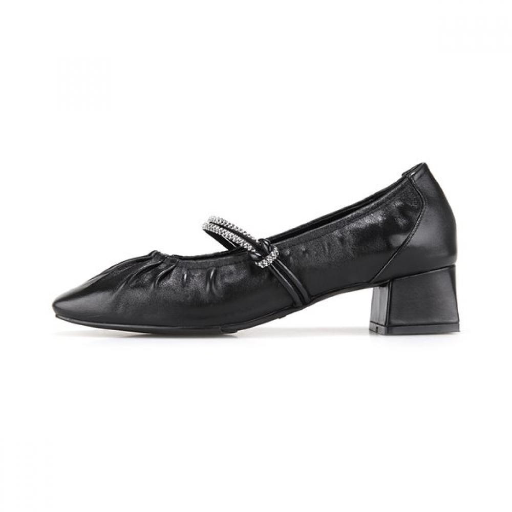 Barbara Leather Shirring Jewel Mary Jane Women S pumpS 4cm Bbj120bk