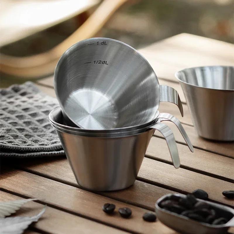 4 stk Espressokopper Liten kopp i rustfritt stål Espresso Shot Coffee Målekopp Mini melkekanne Hjem Barista kaffetilbehør