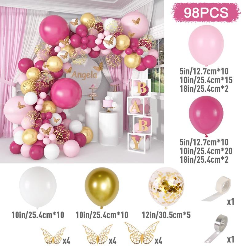 Pink Rose Gold Balloons Garland Arch Kit Birthday Party Decor Kids Wedding Birthday Party Supplies Baby Shower Decor Latex Balon