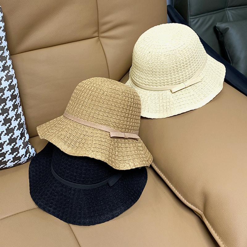 Fashionable Breathable Wave Edge Sun Hat With Bow Tie For Women Spring Summer Lightweight Sunscreen Bucket Hat
