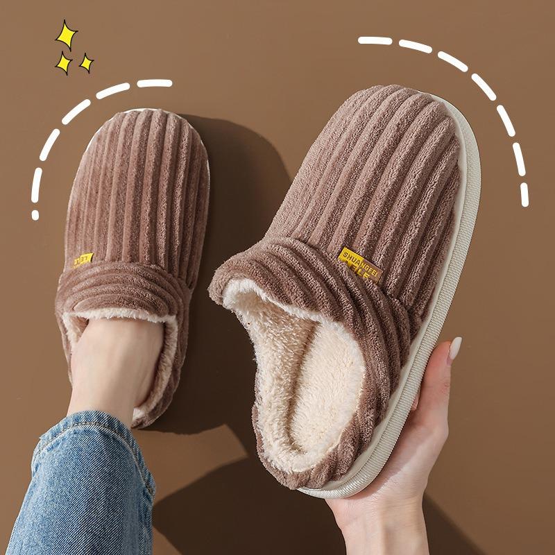 Cotton Slippers, Indoor Household Warm Home Slippers for Women Fleece Thick-soled Anti-slip Slippers