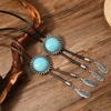 Men's Faux Leather Cord Bolo Tie Western Cowboy Necktie Antique Floral Stone Jewelry Feathered Pendant Western Necklace