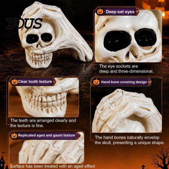 Unique Halloween Theme Souvenir Skull Hand Sculpture, Gothic Skeleton Head Figurine, Spooky Resin Indoor Bar Atmosphere Props Decoration for