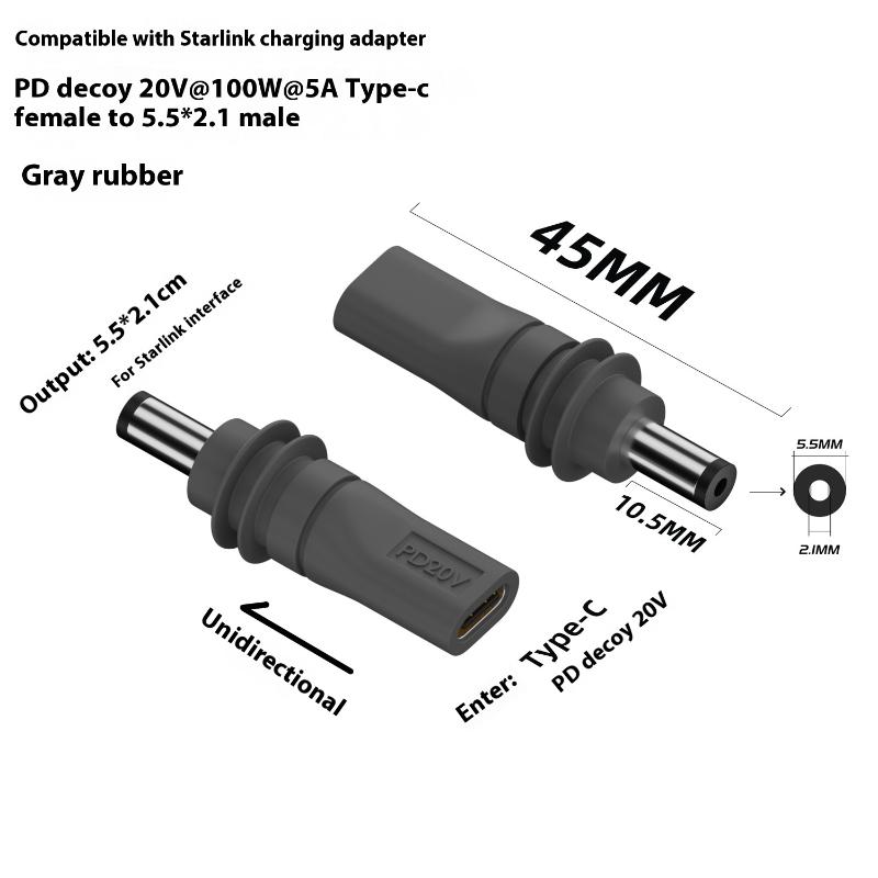 

Starlink Mini Gen3 PD 100W USB C гнездо к разъему DC5521 штекер зарядка штекер питания типа C к DC/D к D адаптер питания A1