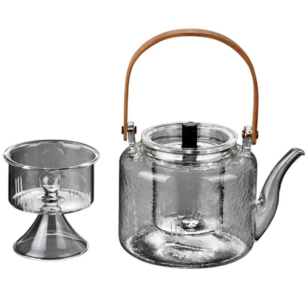 

1PCS Kettle Electric Pottery Stove Heating Filter Glass Steaming Teapot Tea Cooker Flower Tea Pot Flat Bamboo Lifting Beam Pot 1000ML