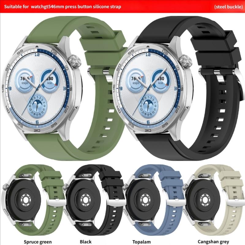 Adjustable Soft Silicone Watch Straps 22mm Press Button Closure Waterproof Lightweight Watch Band for Watch GT6