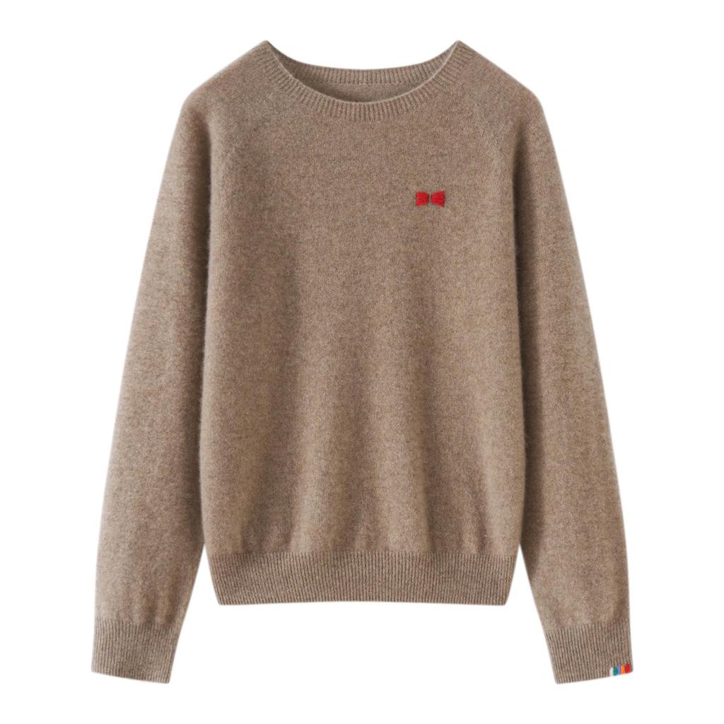 Women's 100% Pure Cashmere Knit Long Sleeve Sweater - Soft & Loose Fit for Autumn and Winter.
