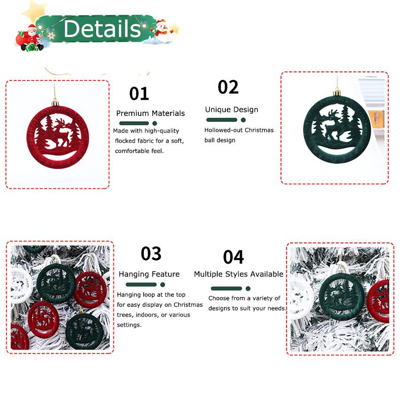 3PCS/Pack Christmas Tree Colorful Round Gift Multi-element Christmas Flocking Atmosphere Ornament Decoration Pendant Party