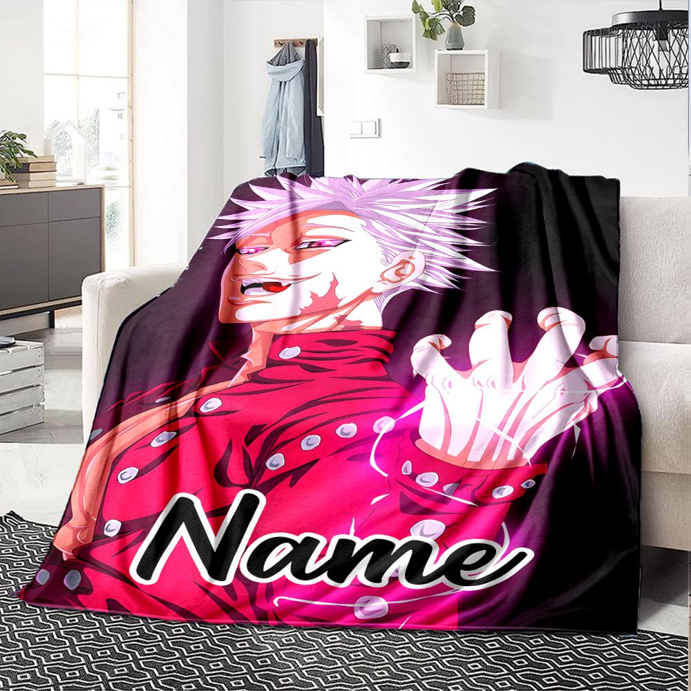 Customizable Seven Deadly Sins3 Throw Blanket – Personalized Name, All-Season Cozy Snug Blanket, Machine Washable, Personalized Blanket