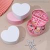 Girls Heart Jewelry Storage Box With Mirror Pink White Plastic Bracelets Hair Band Organizer Girl's Drawer Desk Jewelry Display