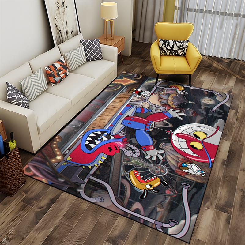 Cuphead Carnival Battle Design Rug Non-slip rug suitable for living room and bedroom sofas.