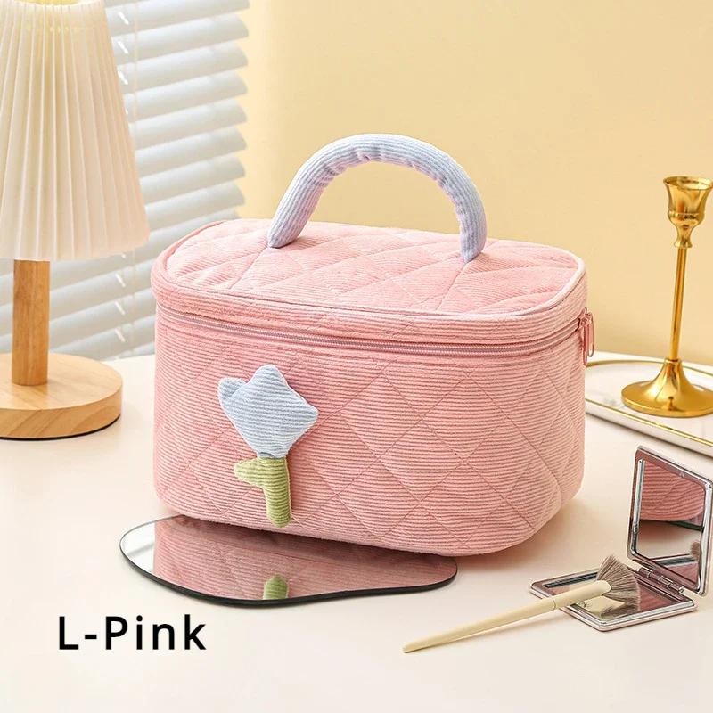 Zaawansowana kosmetyczka z sztruksu, urocza mała damska torba do przechowywania, przenośna kosmetyczka o dużej pojemności, przenośne kosmetyczki