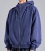 Button Seoul Two-Way Minimal High-Neck Cotton Zip-Up Hoodie (Navy)